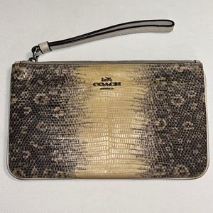 Coach f73003 large lizard embossed leather wristlet